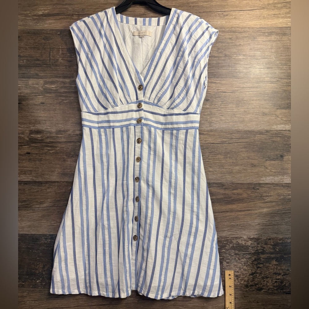 LOFT Blue and White Striped Mini Dress